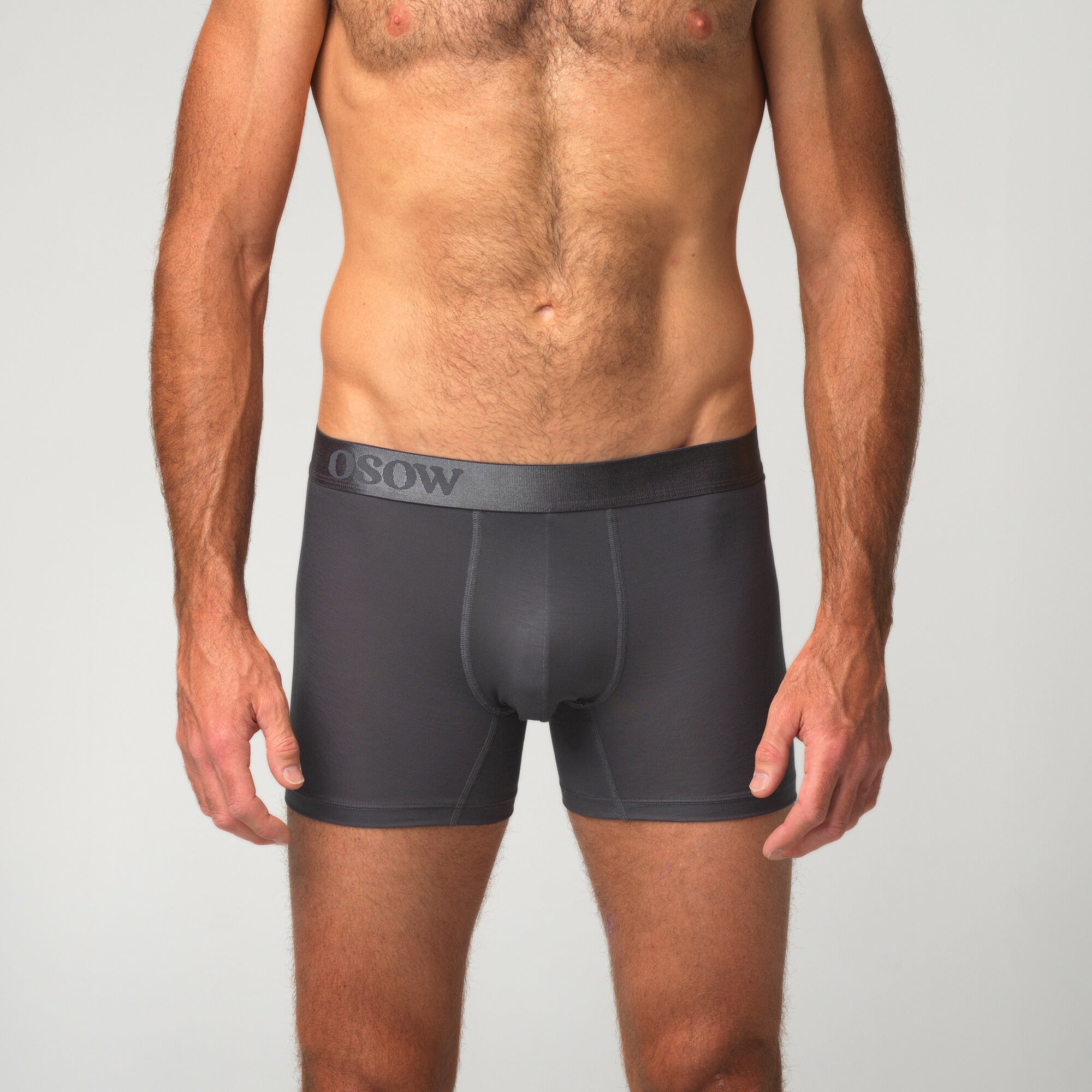 OSOW grey boxer briefs on model front view