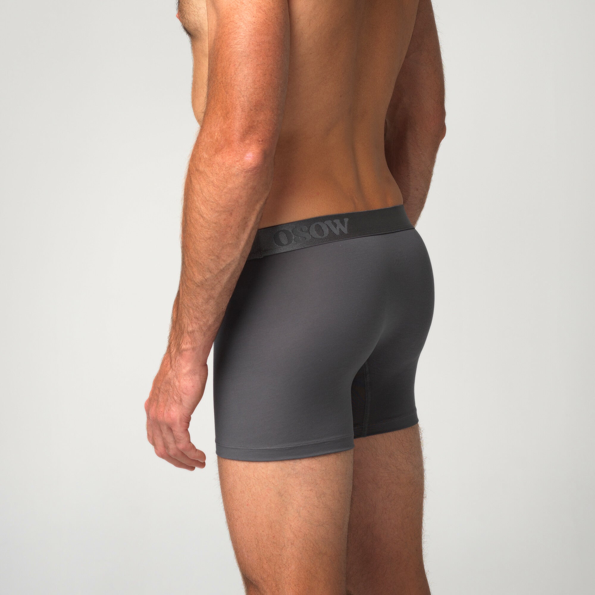 OSOW grey boxer briefs on model side view